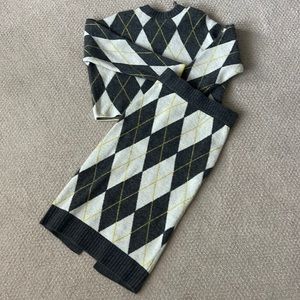 H&M Gray, Cream and Yellow argyle print skirt set, top size XS, skirt size S